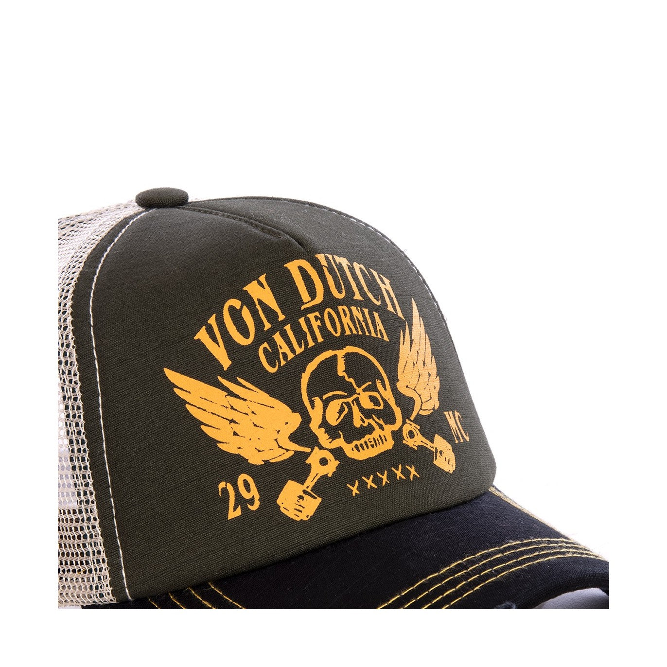 Von Dutch - Screen Print - Trucker Cap - White/Dark Green/Black - Headz Up 