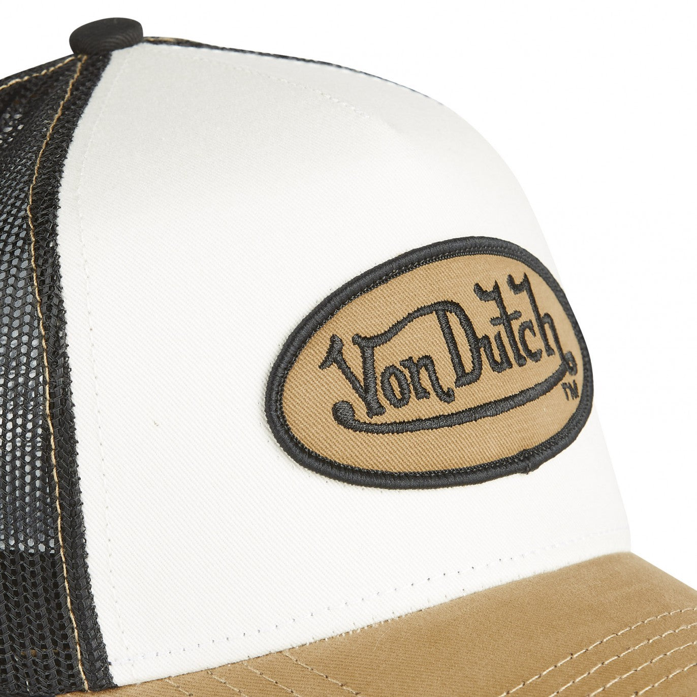 Von Dutch - Oval Patch - Trucker Cap - Black/White/Beige - Headz Up 