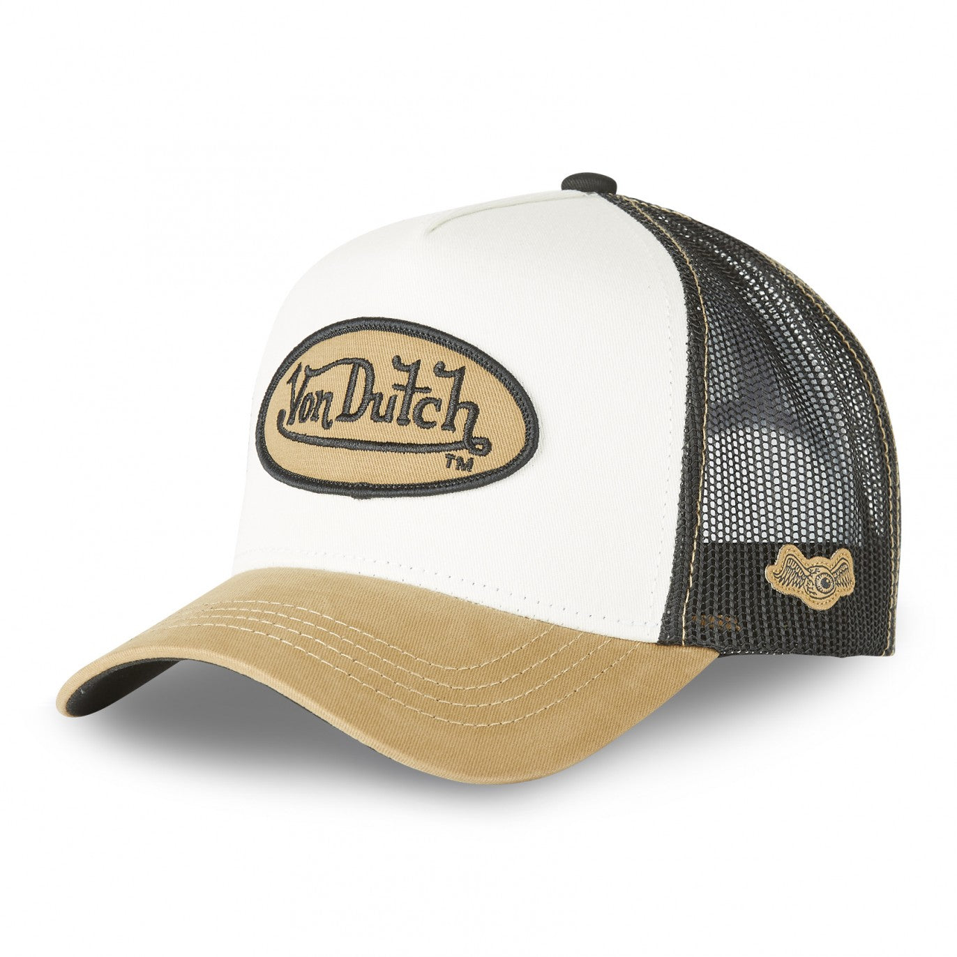 Von Dutch - Oval Patch - Trucker Cap - Black/White/Beige - Headz Up 