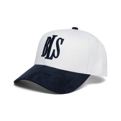 BLS - Classic Baseball Cap Suede - White Dark Navy