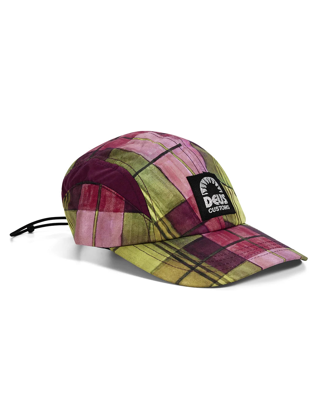DEUS Master Stroke 4-panel cap i olivengrønt ternet mønster