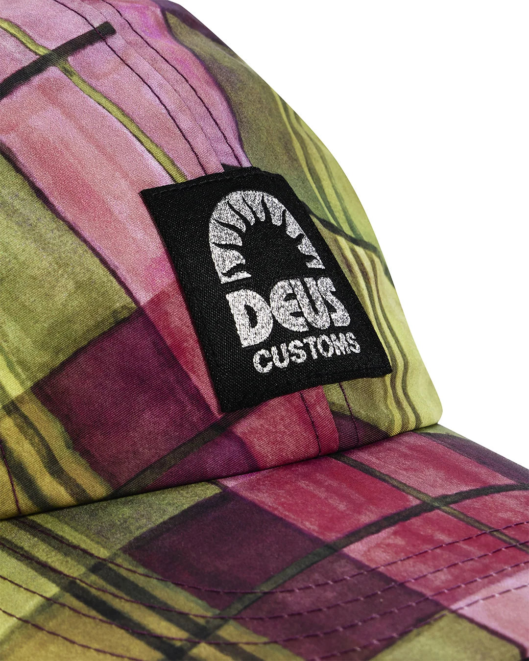 DEUS Master Stroke 4 Panel cap i oliventernet mønster set forfra