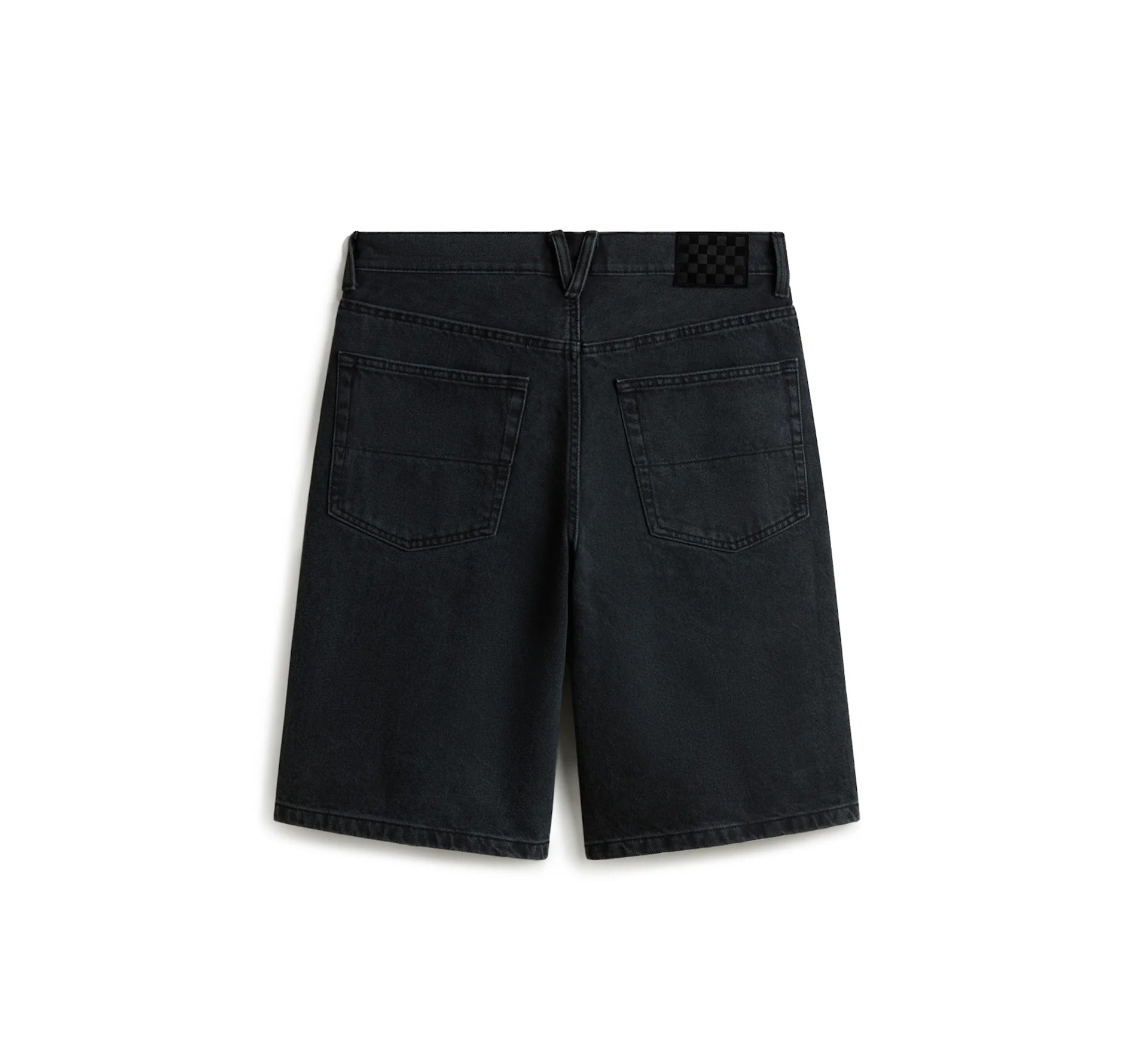 VANS Check-5 Baggy Denim Shorts i sort, baggy stil med check-mønster, vises foran i billedet