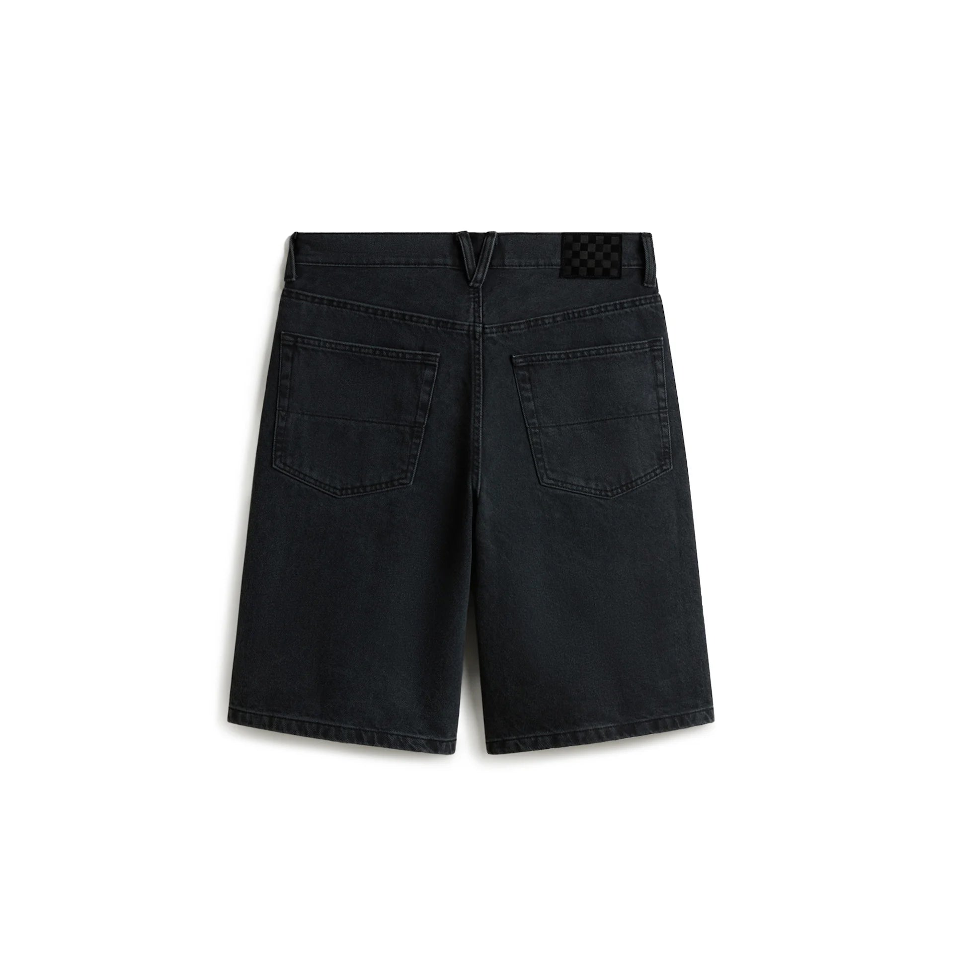 VANS Check-5 Baggy Denim Shorts i sort, baggy stil med check-mønster, vises foran i billedet