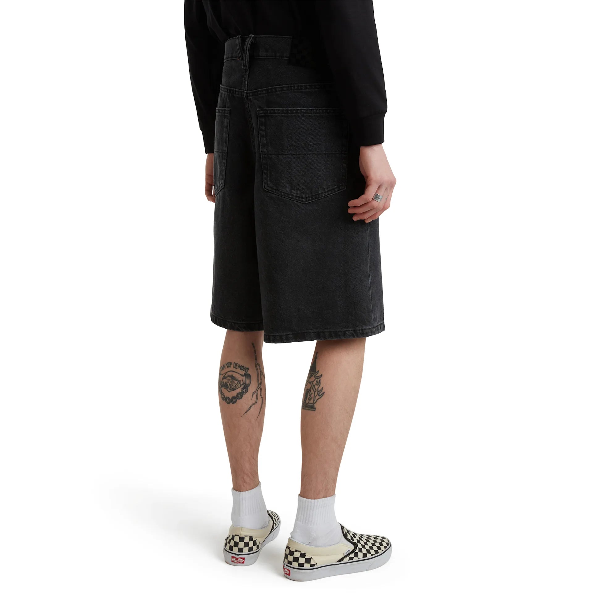 VANS Check-5 baggy denim shorts i sort, vises med løs pasform og klassisk denimmateriale.
