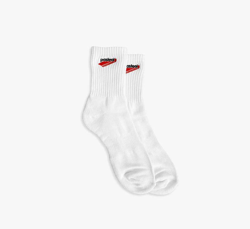 Pasteelo - EMBROIDERED Socks - White - Headz Up 
