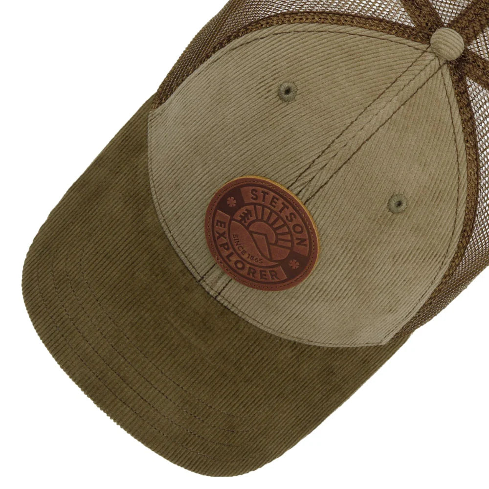Stetson - Baseball Trucker Cap - Leather Patch - Olive - Headz Up 
