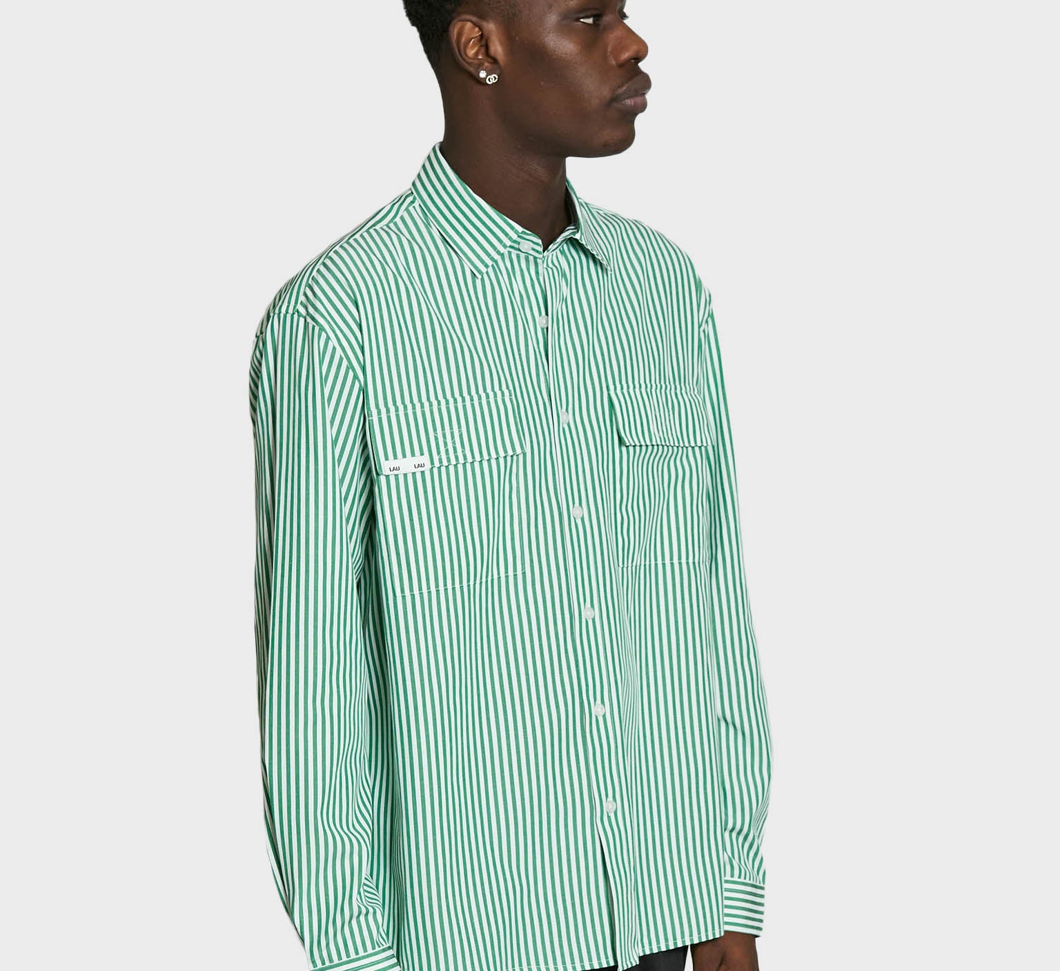 LAU LAU -  Striped Shirt - Green/White - Headz Up 