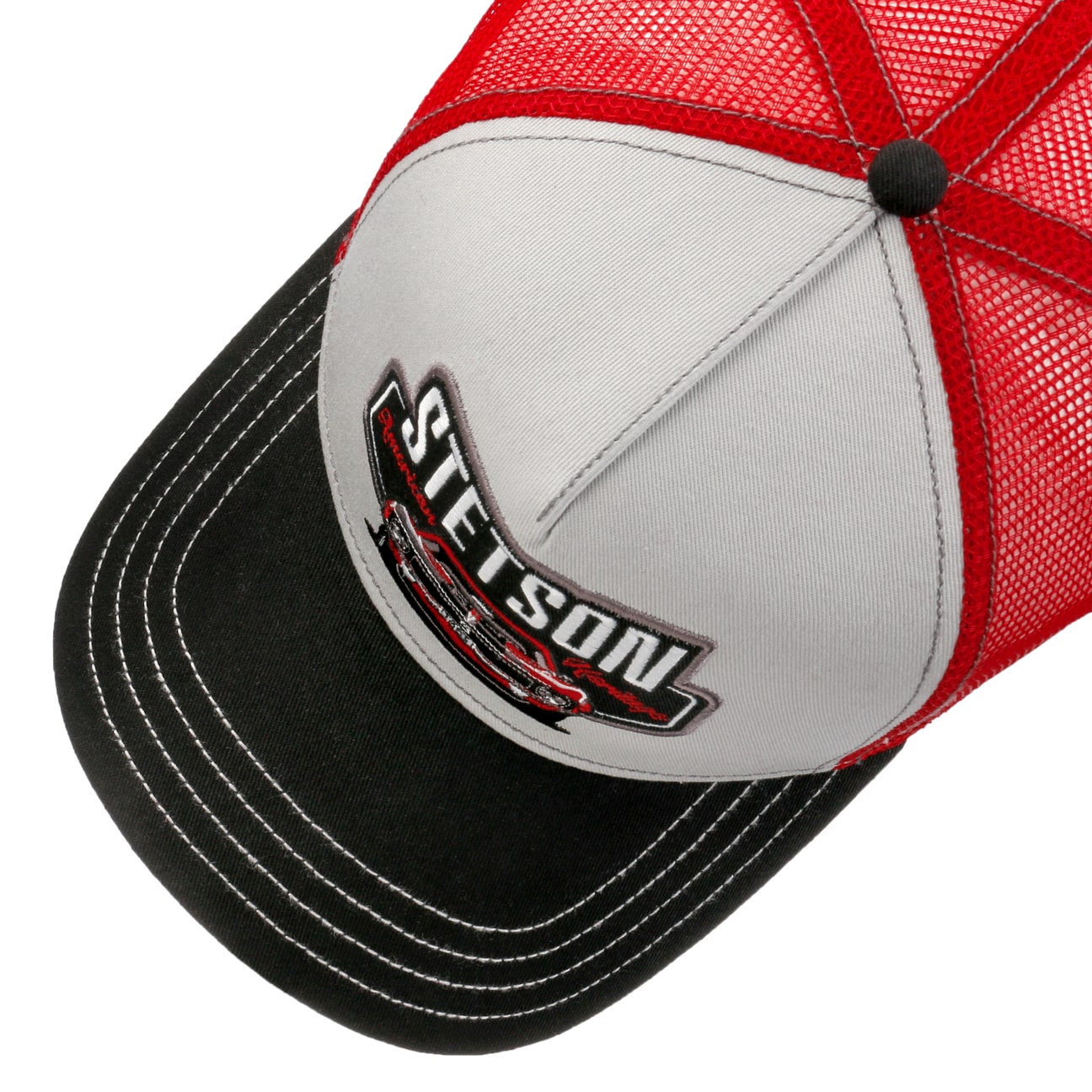 Stetson - Garage American Heritage Trucker Cap - Grey/Black/Red - Headz Up 