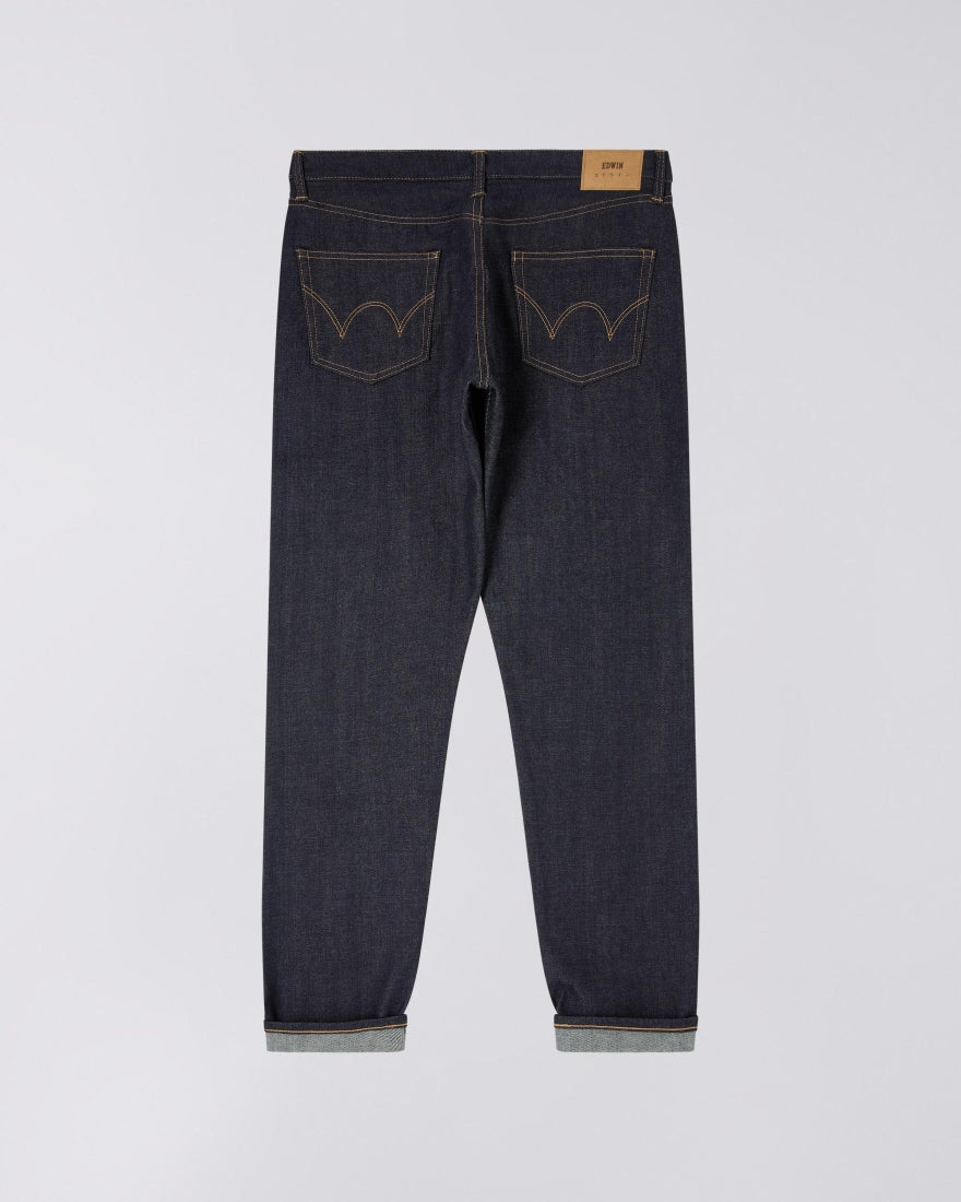 EDWIN Regular Tapered jeans i uvasket blå denim, set forfra