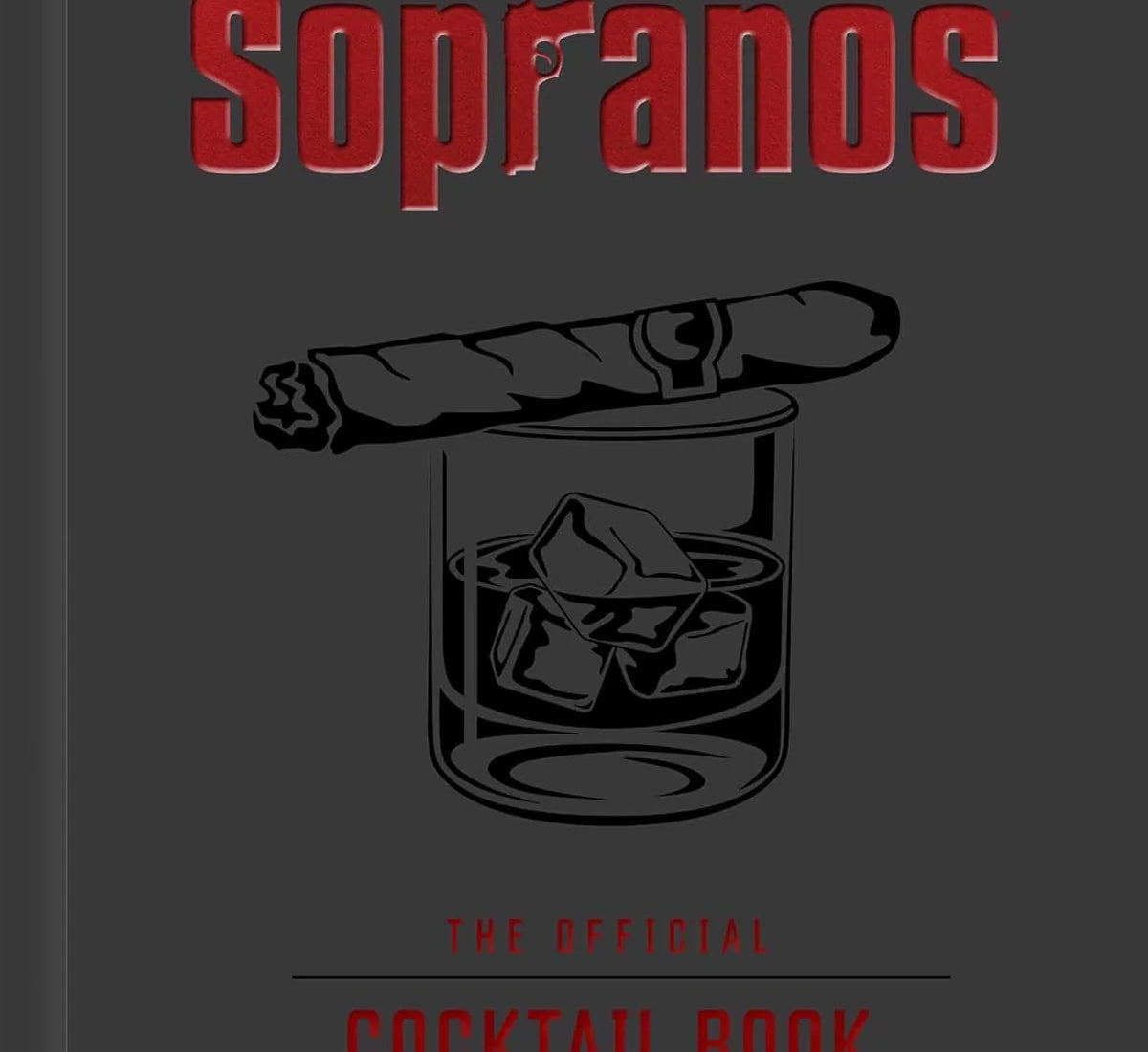 Sopranos officielle cocktailbog, illustreret side med forskellige cocktails og drinkopskrifter, i en elegant bog.