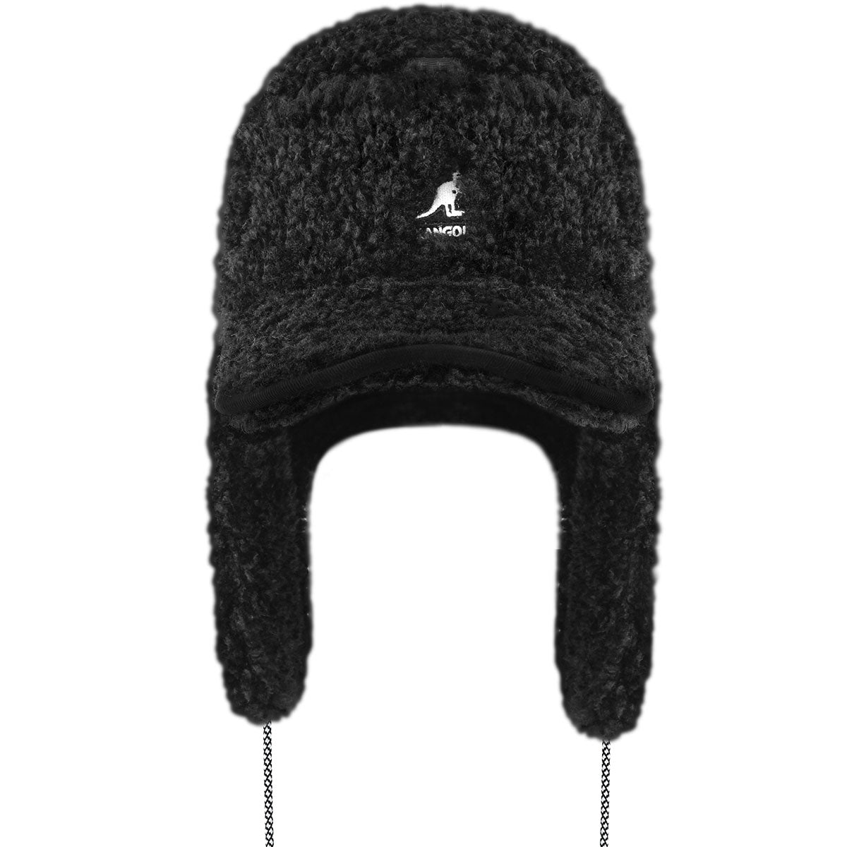 Faux Shearling Utility Flap Cap - Black