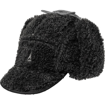 Faux Shearling Utility Flap Cap - Black