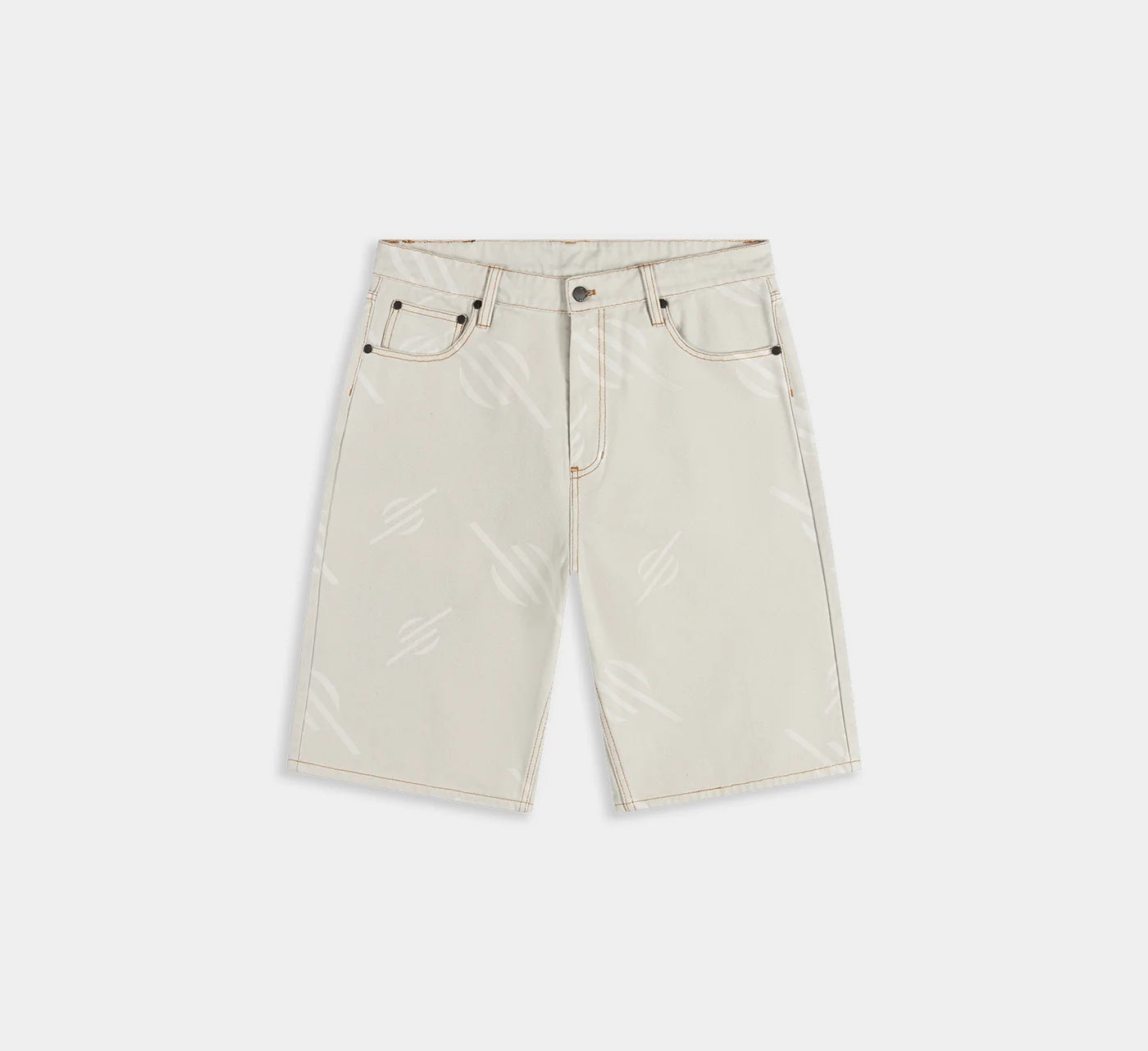 Grå DAILY PAPER Monogram canvas shorts foran, afslappet design, lavet af slidstærkt stof, perfekt til sommerbrug.