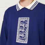 PAS DE MER - Stoned Island Polo Longsleeve - Blue - Headz Up 