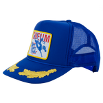 SNEUM RRR Logo Trucker Cap W. Gold Leaves In Royal Blue - Headz Up 