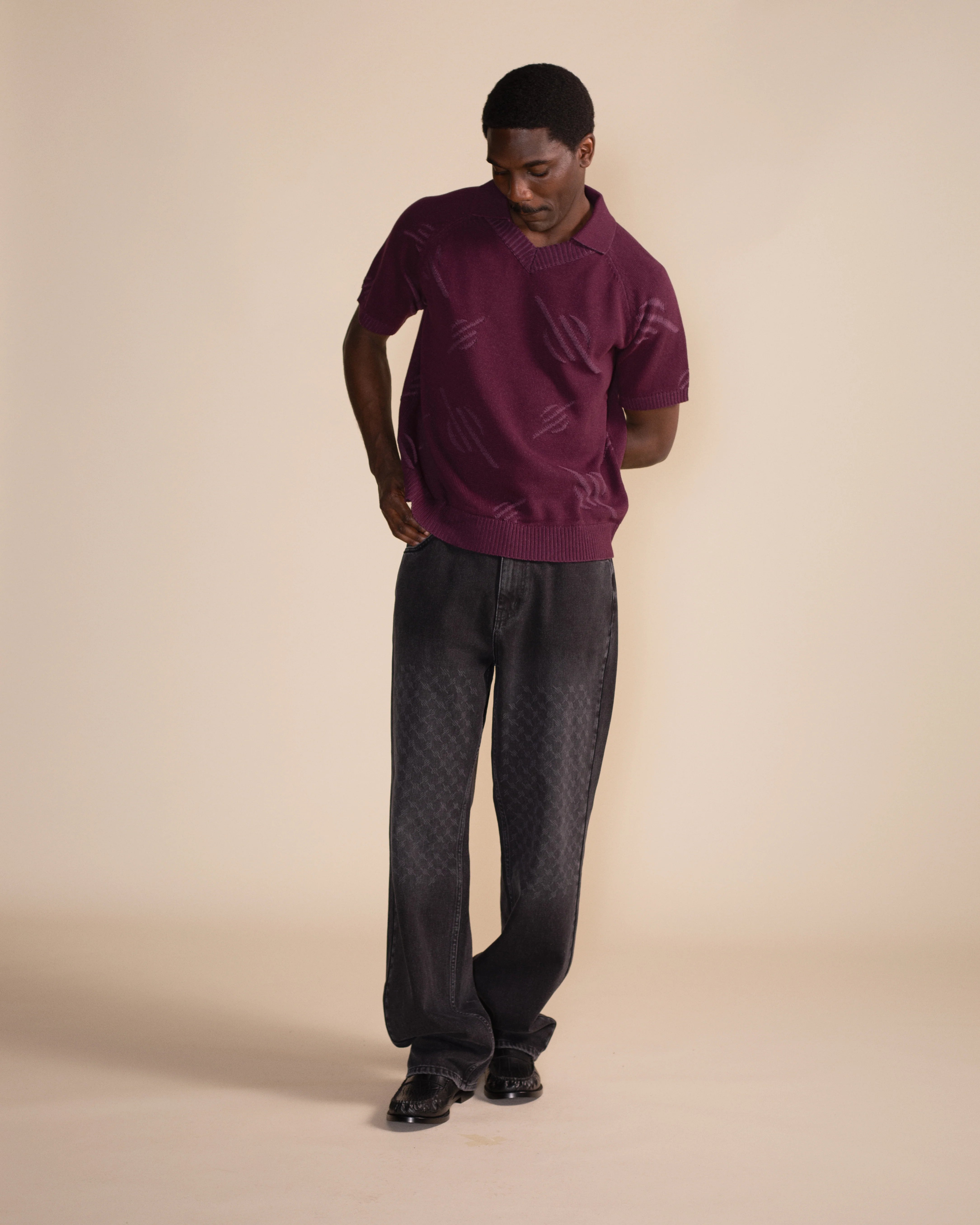DAILY PAPER - Monogram polo knit potent - Purple - Headz Up 