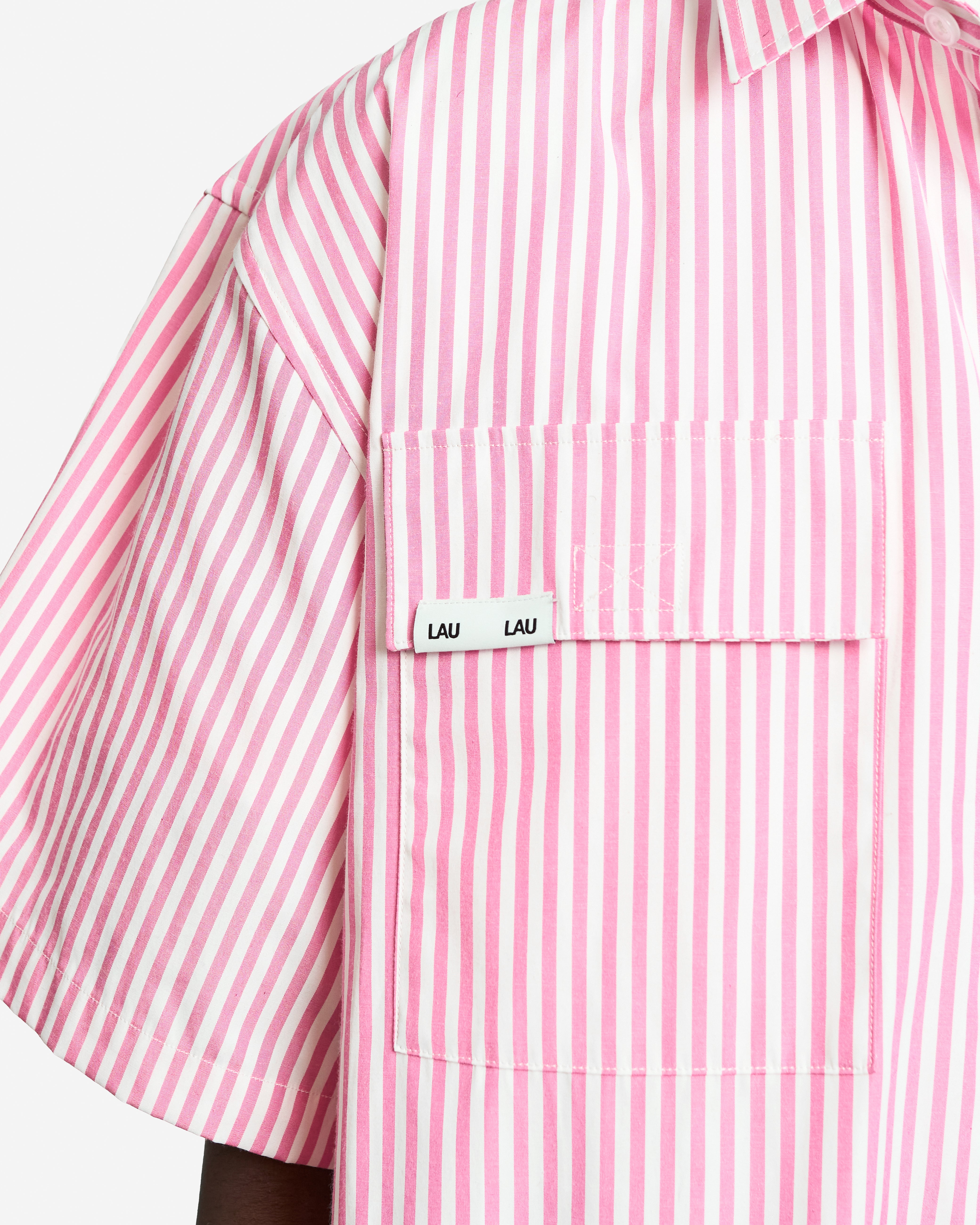 LAU LAU - Short Sleeve Striped Shirt - Pink/White - Headz Up 