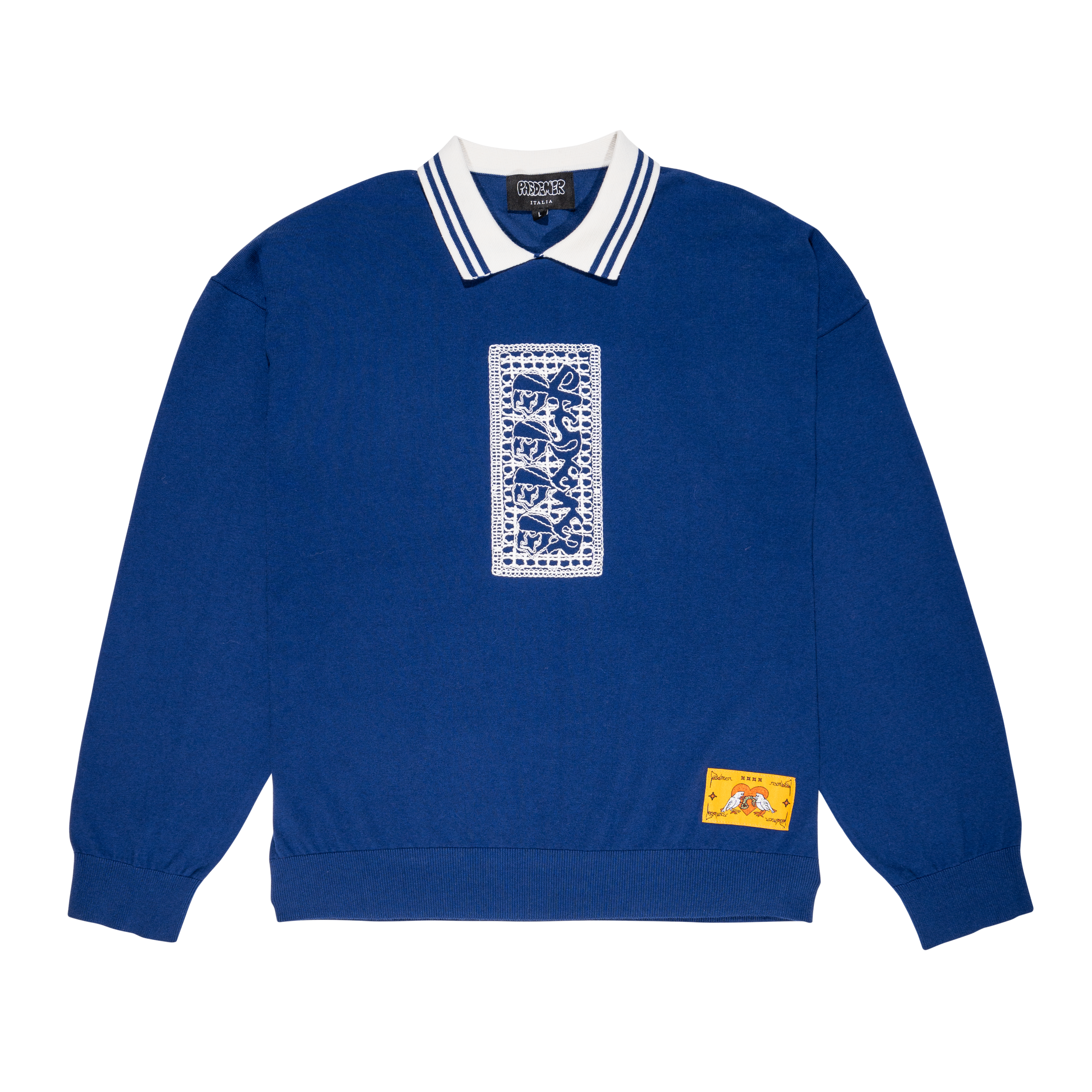 PAS DE MER - Stoned Island Polo Longsleeve - Blue - Headz Up 