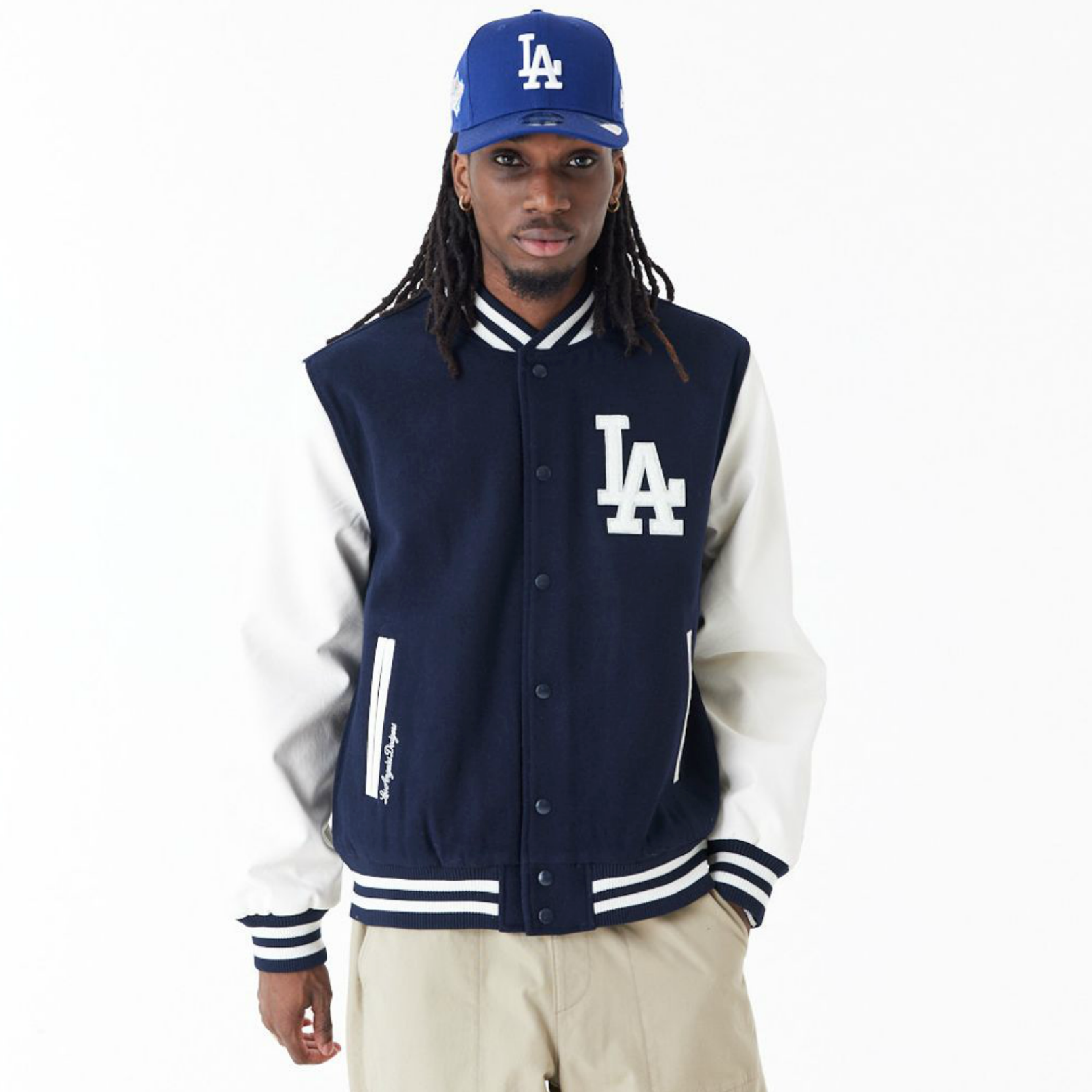 New Era - MLB World Series Varsity Jacket Los Angeles Dodgers -Navy/Off White - Headz Up 