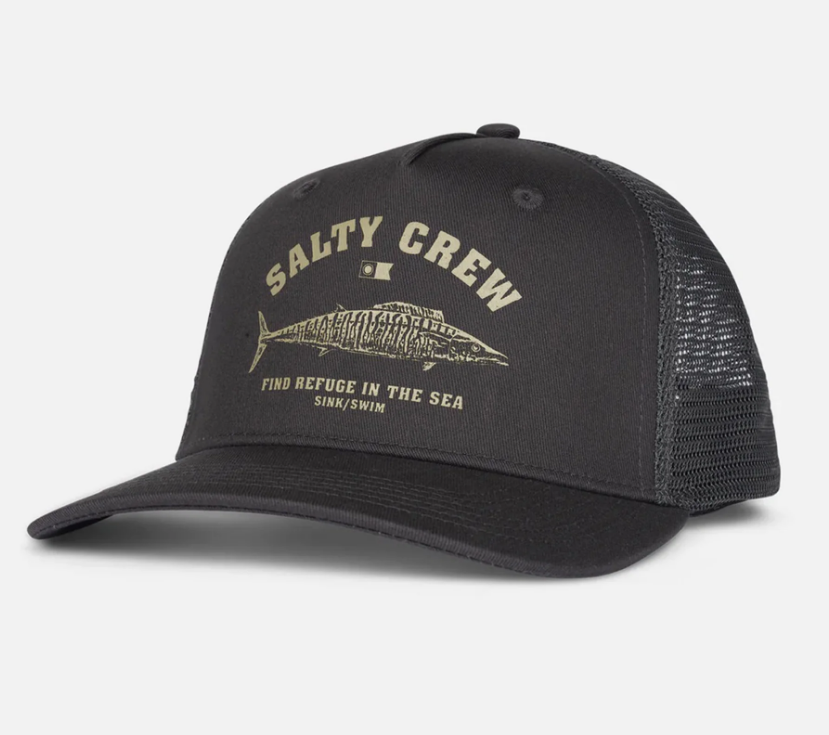 Salty Crew - Wahoo Stamp - Retro Trucker Cap - Charcoal - Headz Up 