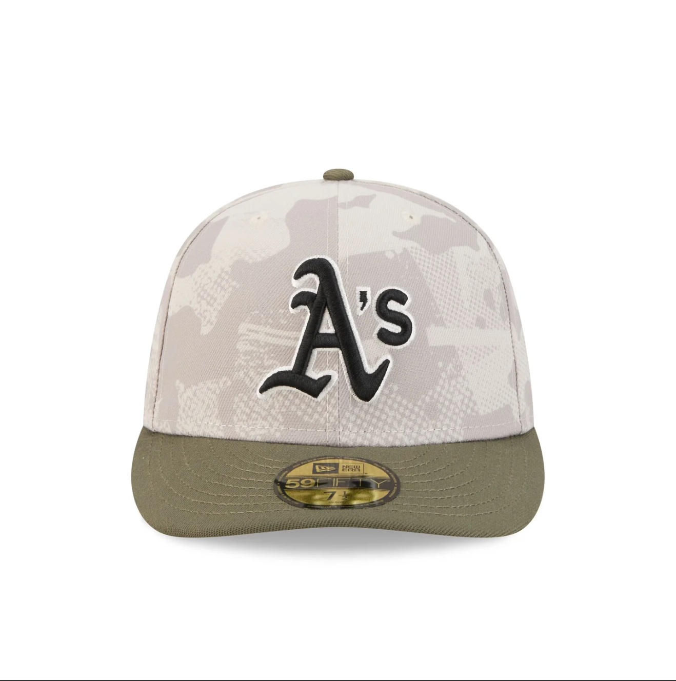 New Era - 59FIFTY Fitted Cap - Oakland Athletics - Armed Forces (2025) - Stone/Olive - Headz Up 
