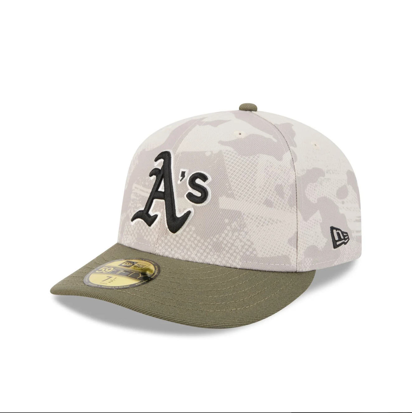 New Era - 59FIFTY Fitted Cap - Oakland Athletics - Armed Forces (2025) - Stone/Olive - Headz Up 