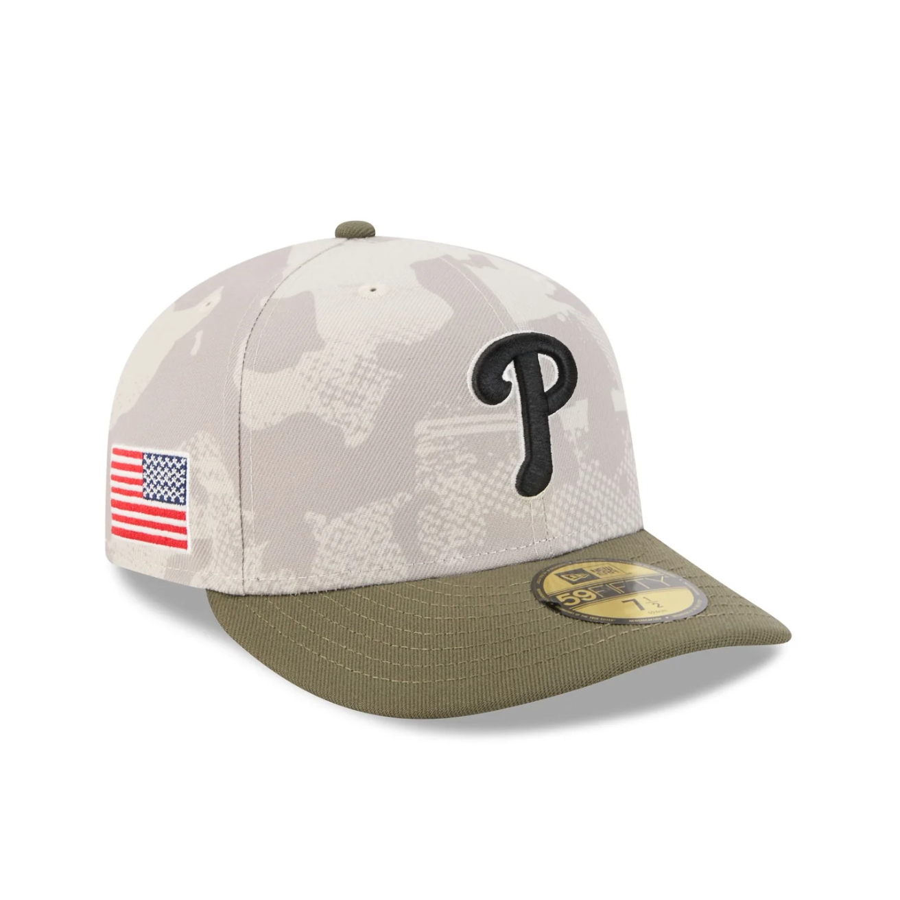 New Era - 59FIFTY Fitted Cap - Philadelphia Phillies - Armed Forces (2025) - Stone/Olive - Headz Up 