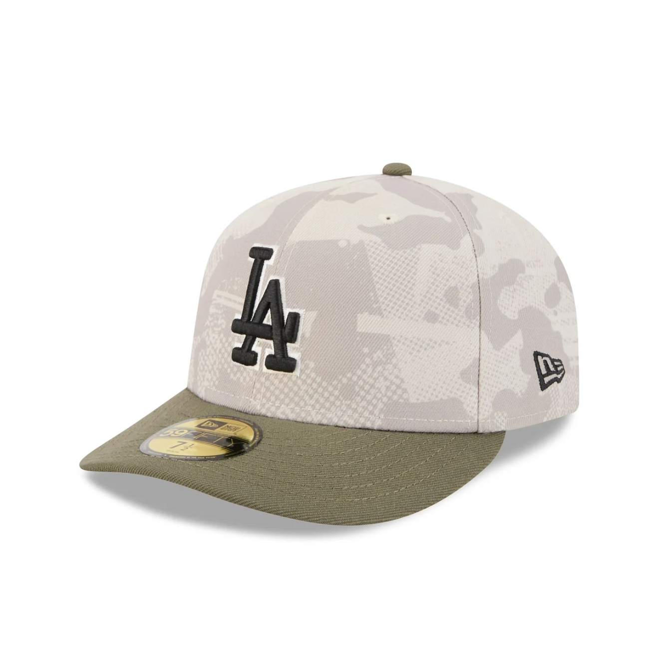 New Era - 59FIFTY Fitted Cap - Los Angeles Dodgers - Armed Forces (2025) - Stone/Olive - Headz Up 