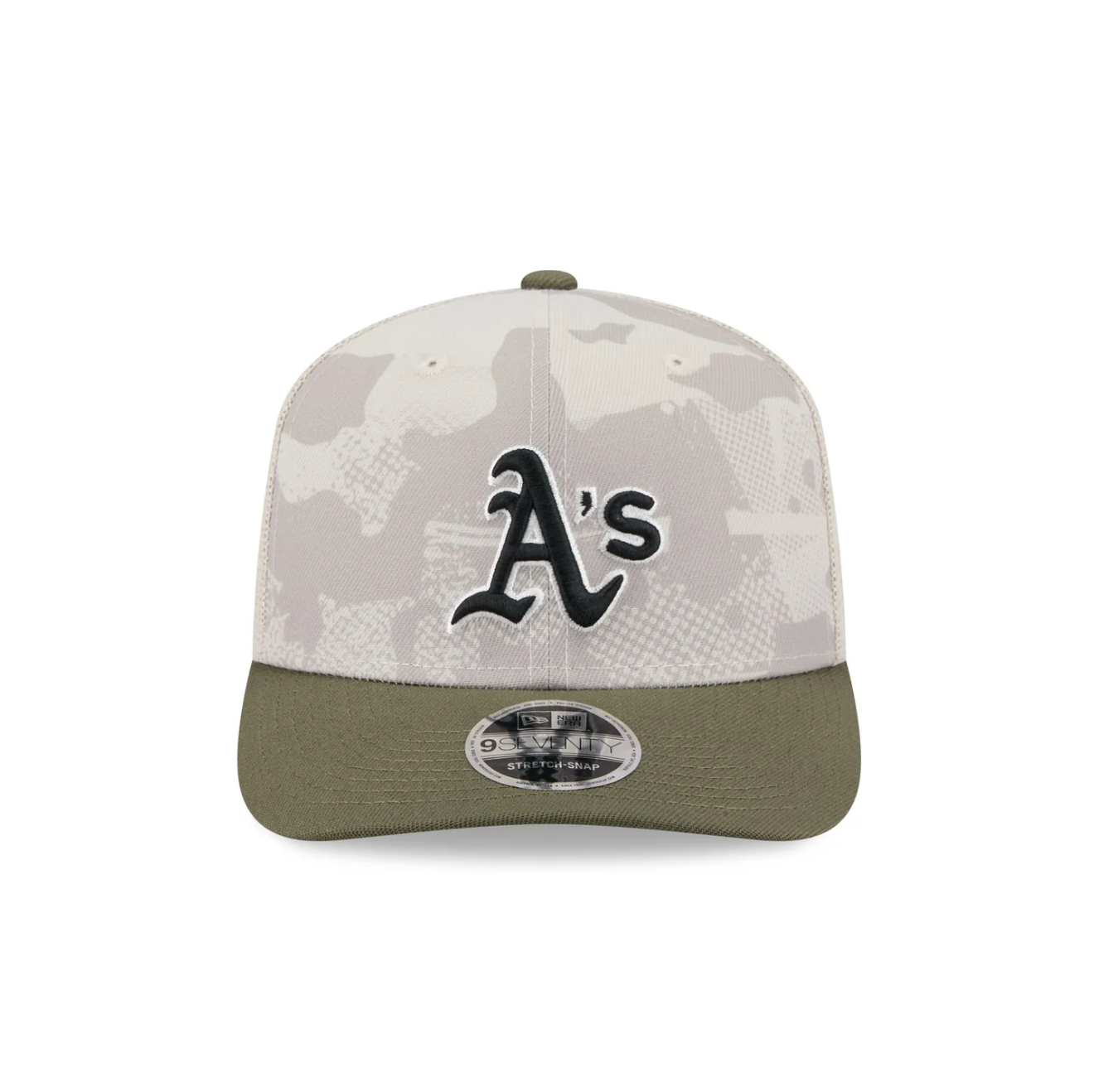 New Era - 9SEVENTY Stretch Fit - Oakland Athletics - Armed Forces (2025) - Stone/Olive - Headz Up 