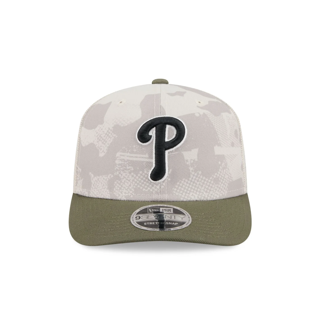 New Era - 9SEVENTY Stretch Fit - Philadelphia Phillies - Armed Forces (2025) - Stone/Olive - Headz Up 