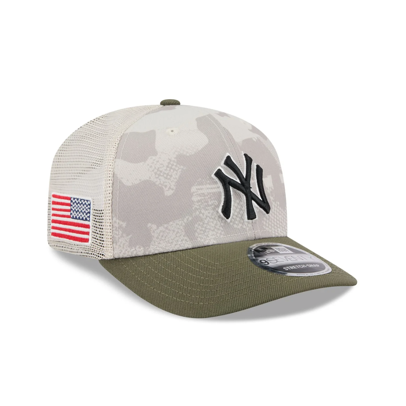 New Era - 9SEVENTY Stretch Fit - New York Yankees - Armed Forces (2025) - Stone/Olive - Headz Up 