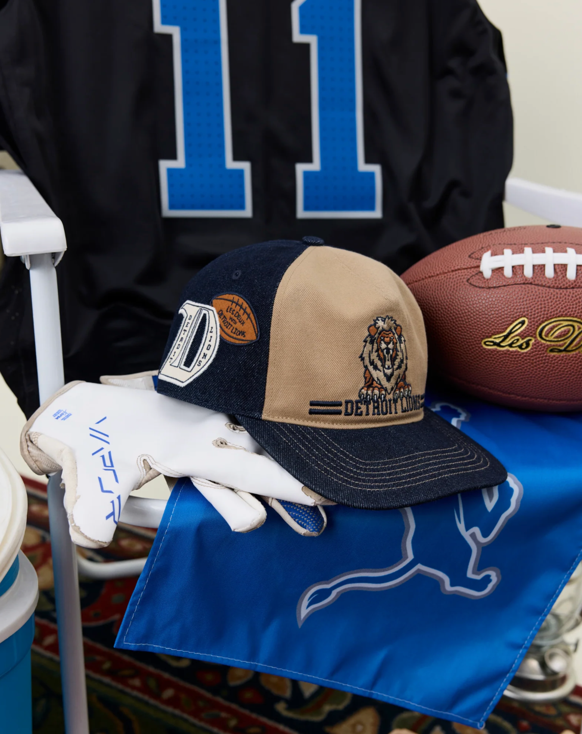 LES DEUX LD X NFL Side Hit denim-panel kasket i mørk marineblå med sidelogo