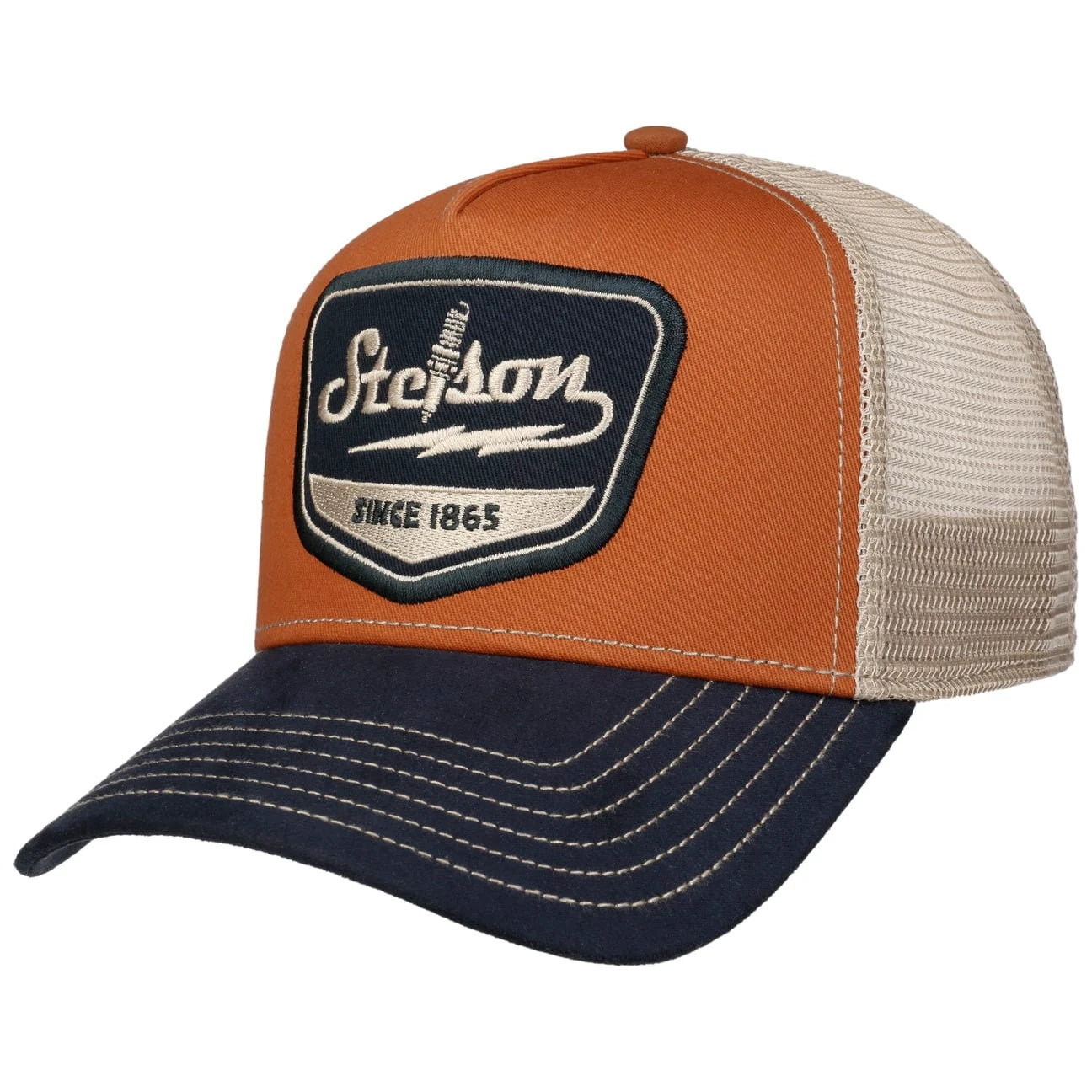 Stetson - Spark Plug Trucker Cap - Navy/Rust Orange - Headz Up 