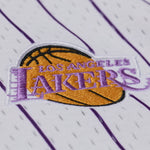 Mitchell & Ness Los Angeles Lakers striped mesh button-front T-shirt i hvid, sportsstil med logo og komfortabel pasform