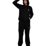 Sort BLS Edwin Zip Hoodie, hættetrøje i bomuld med lynlås, vist med hætte og lommer foran.