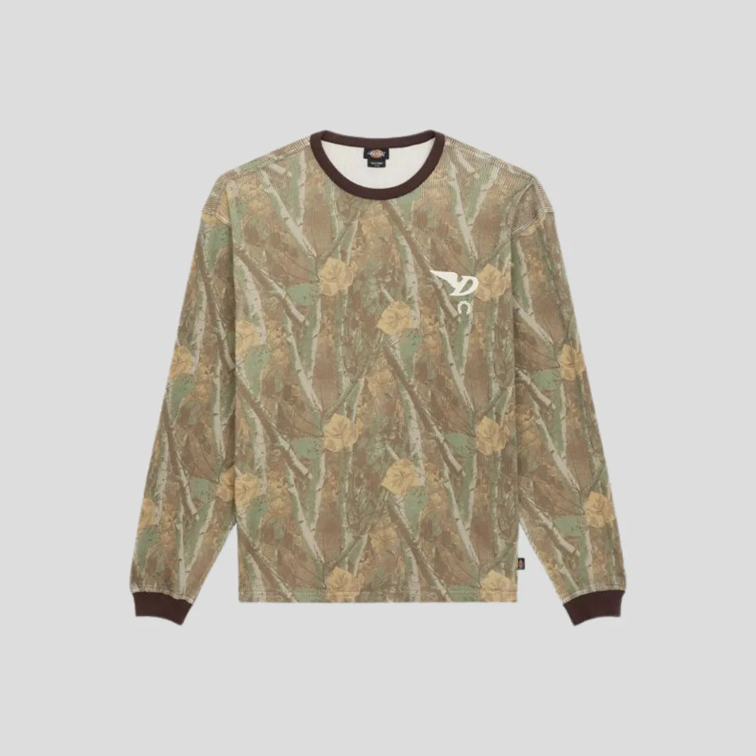 Dickies Bradenton Waffle T-shirt i camouflagemønster, langærmet, afslappet casual T-shirt til mænd.