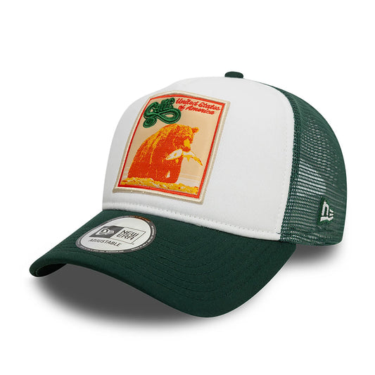 New Era - California Patch A-Frame Trucker Adjustable Cap - White/Dark Green - Headz Up 