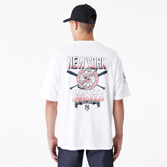 New Era - Baseball Graphic OS T-Shirt - New York Yankees - White/Navy - Headz Up 