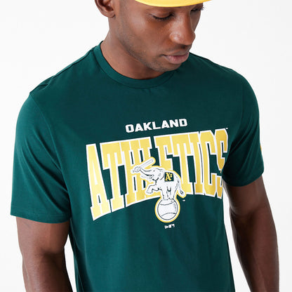 New Era - MLB ARCH Wordmark T-Shirt - Oakland Athletics - Dark Green - Headz Up 