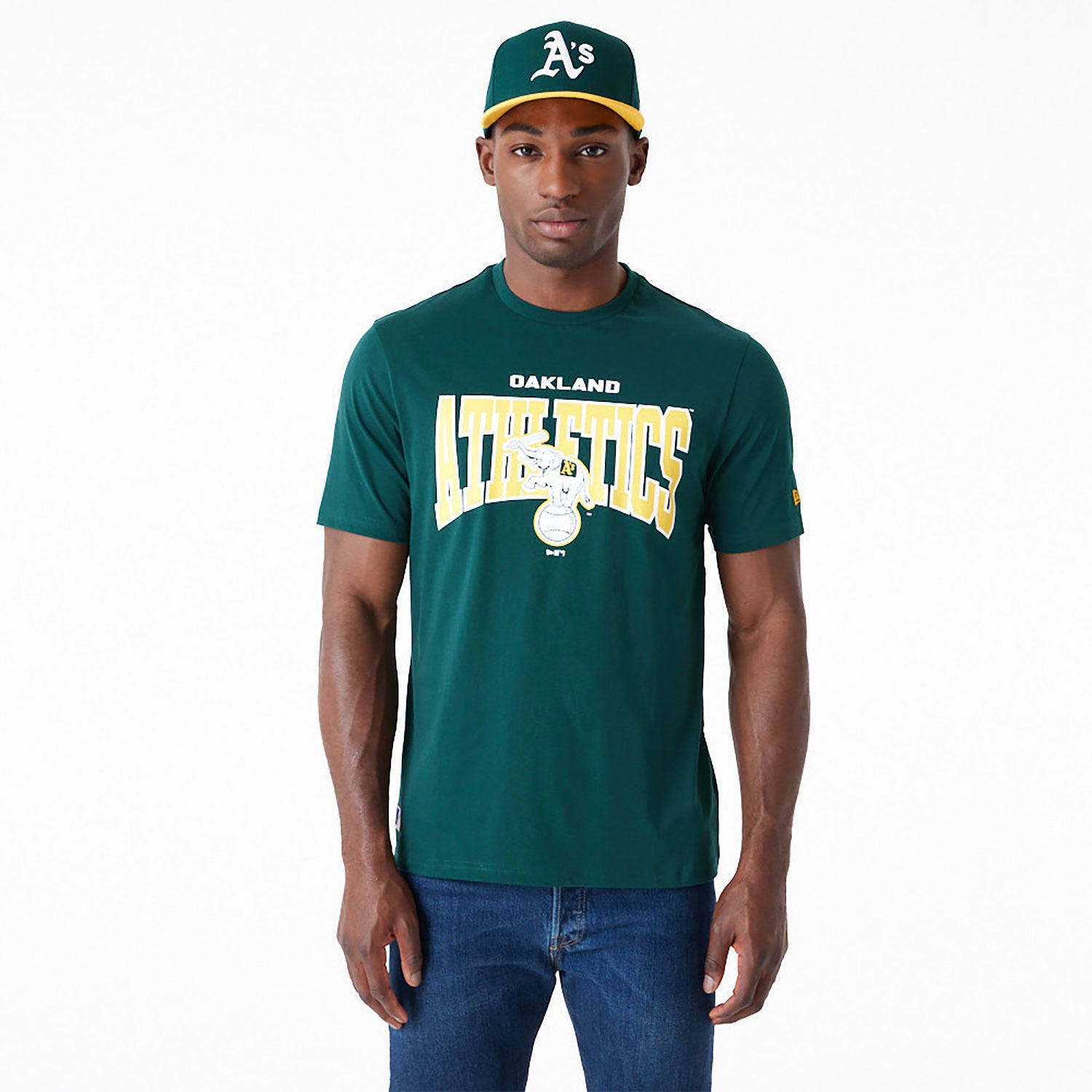 New Era - MLB ARCH Wordmark T-Shirt - Oakland Athletics - Dark Green - Headz Up 