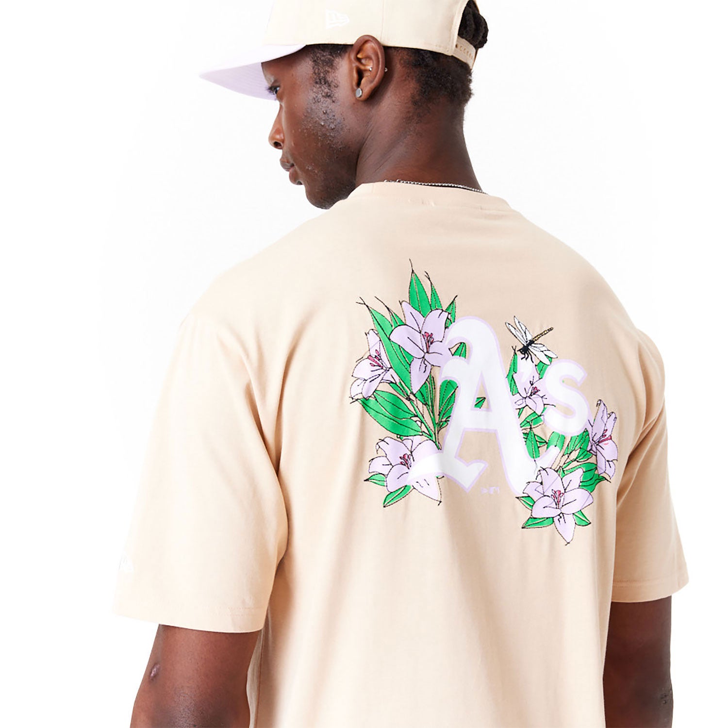 New Era - MLB Floral Graphics Oversized Tee - Oakland Athletics - Beige - Headz Up 