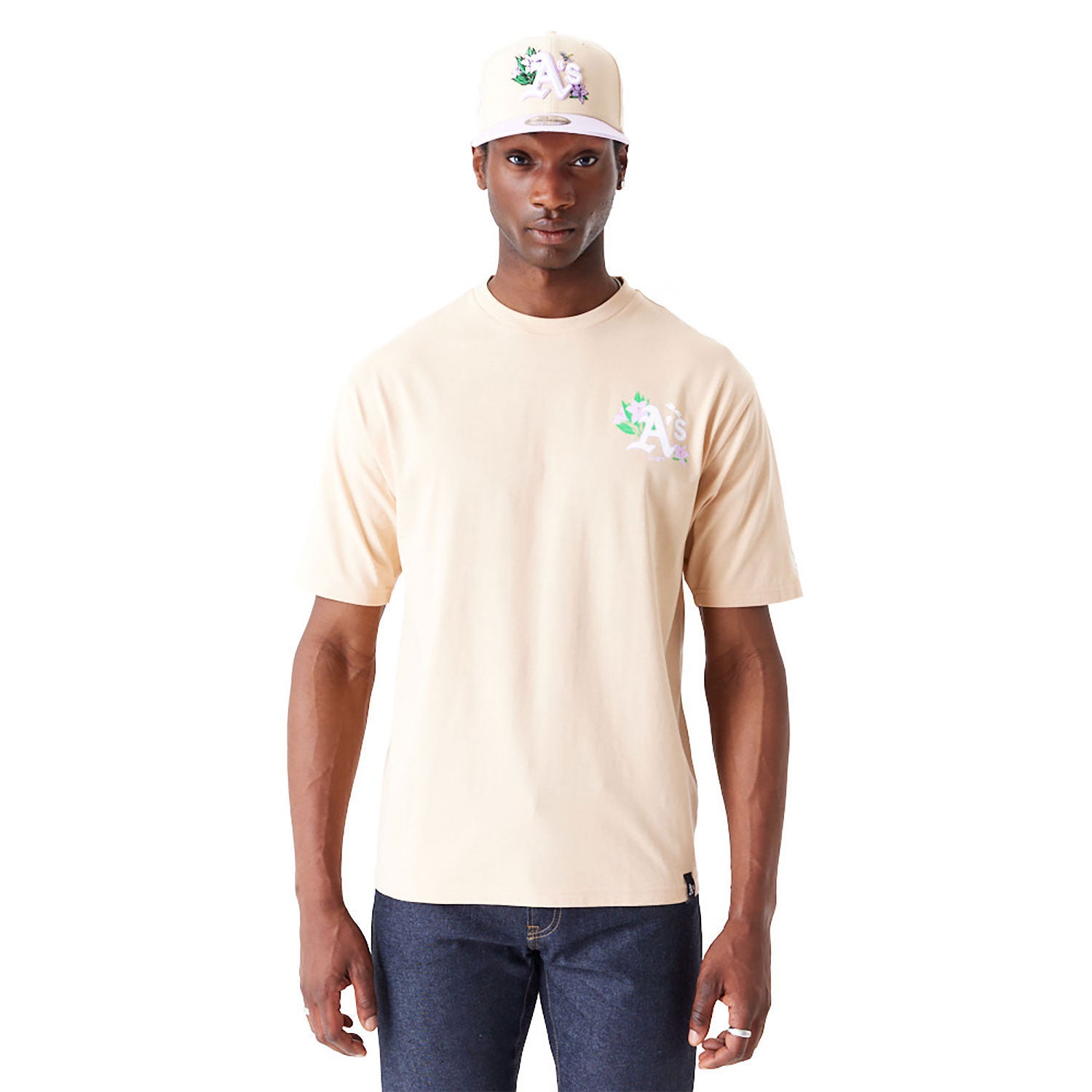New Era - MLB Floral Graphics Oversized Tee - Oakland Athletics - Beige - Headz Up 