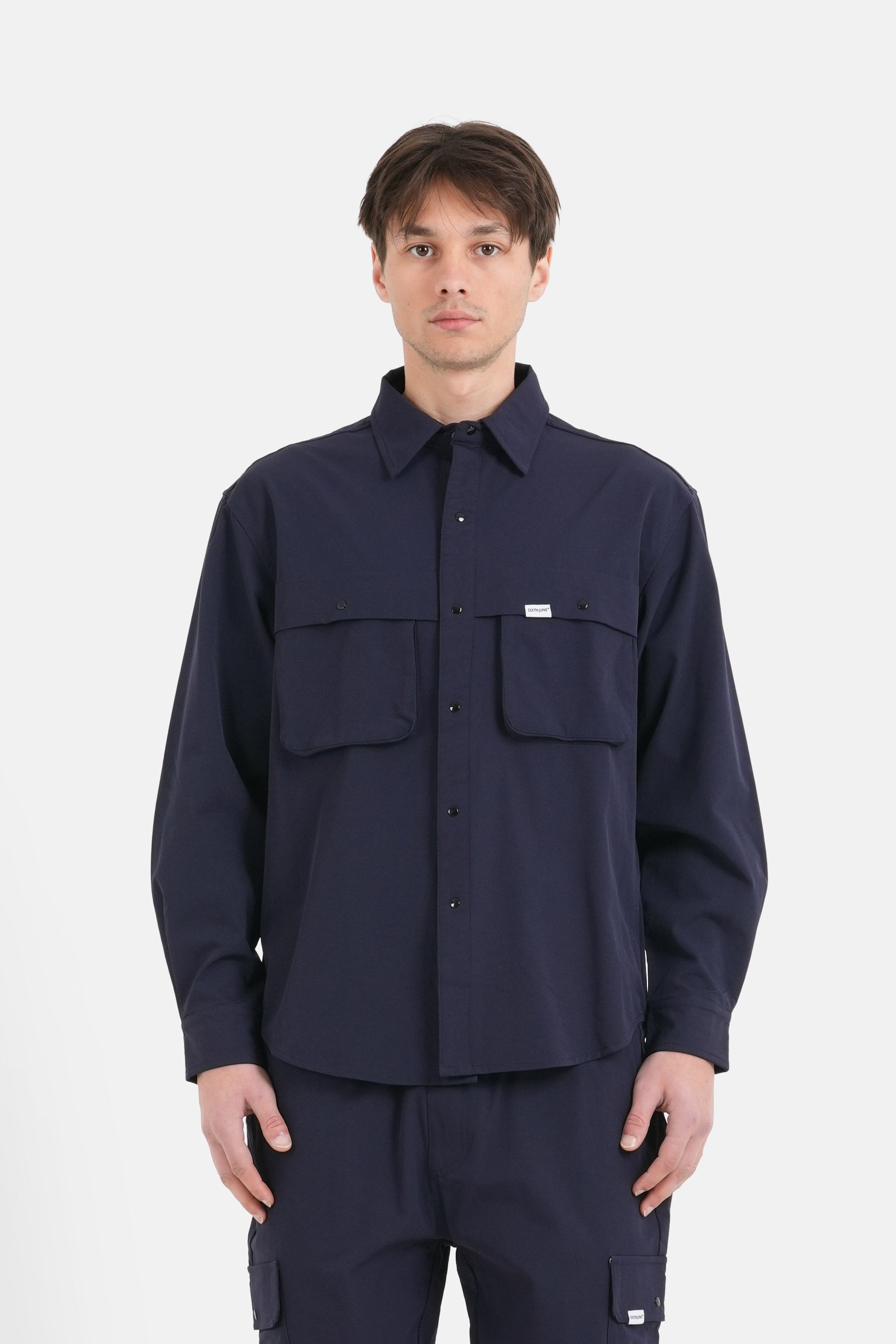SIXTH JUNE - Utility Nylon Shirt - Navy - Headz Up 