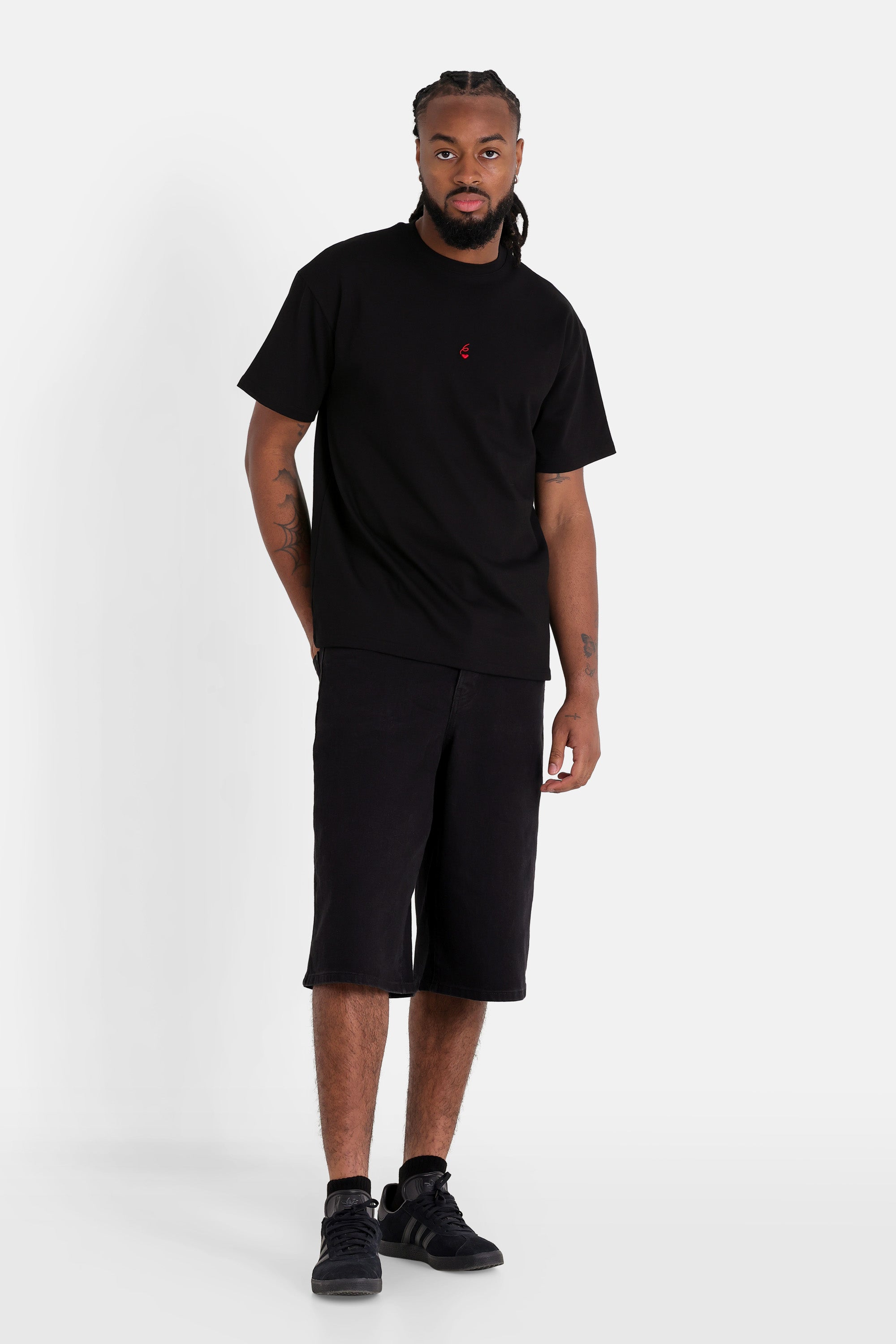 SIXTH JUNE - 6 Heart Embro SS Tshirt - Black - Headz Up 