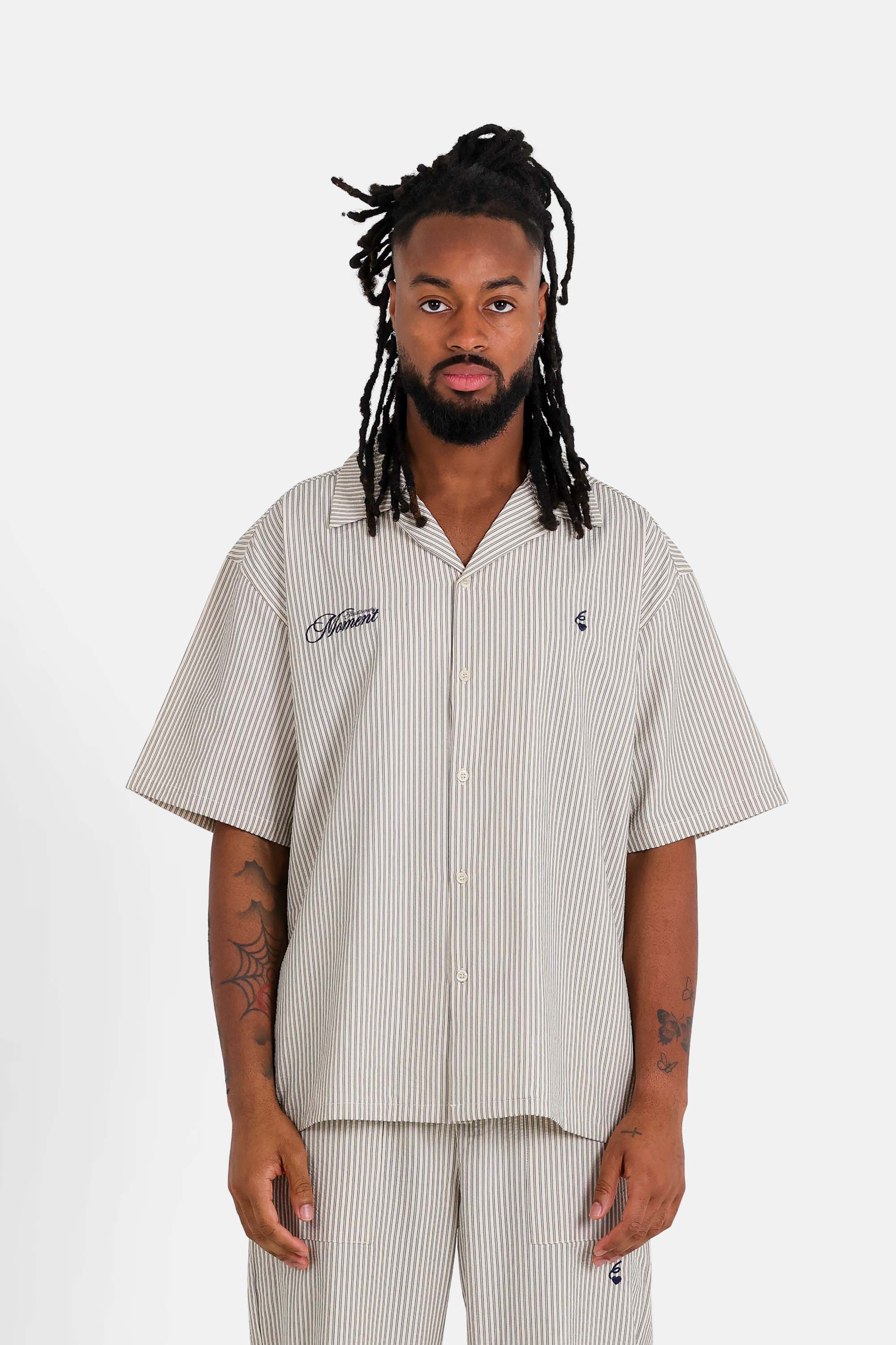 SIXTH JUNE - Textured Stripes SS shirt - Navy - Headz Up 