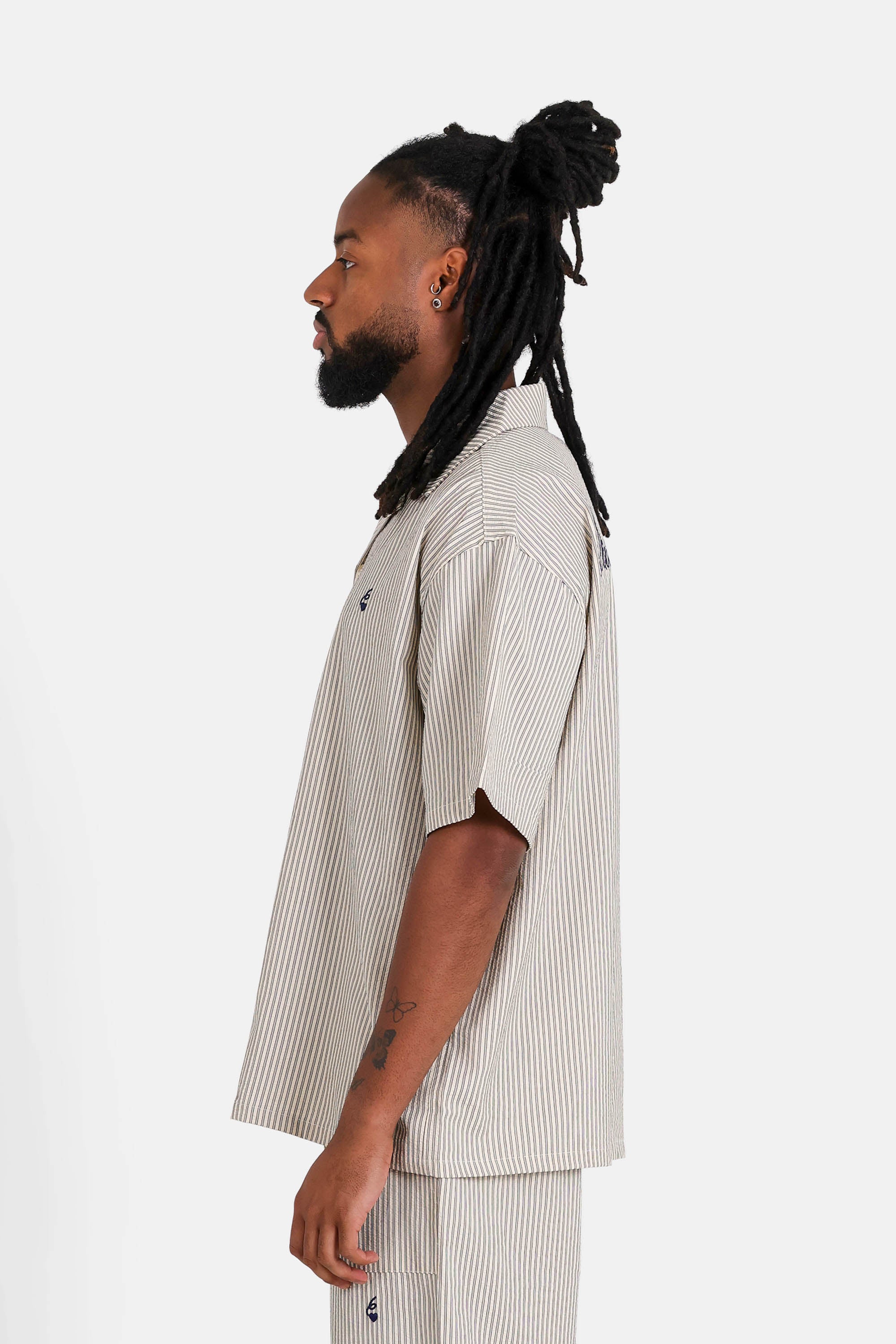 SIXTH JUNE - Textured Stripes SS shirt - Navy - Headz Up 