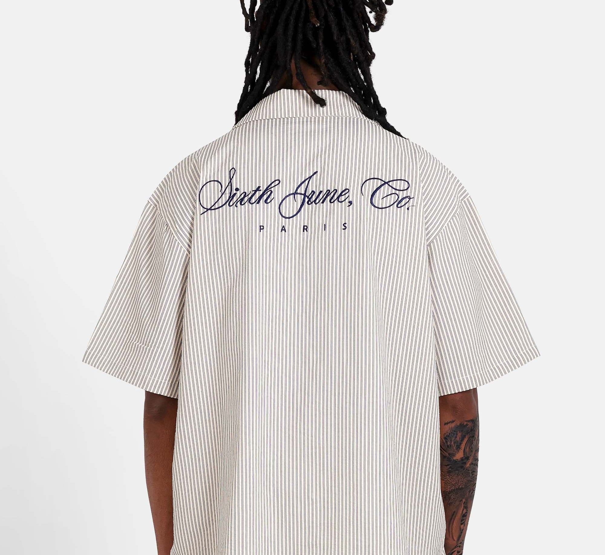 SIXTH JUNE - Textured Stripes SS shirt - Navy - Headz Up 