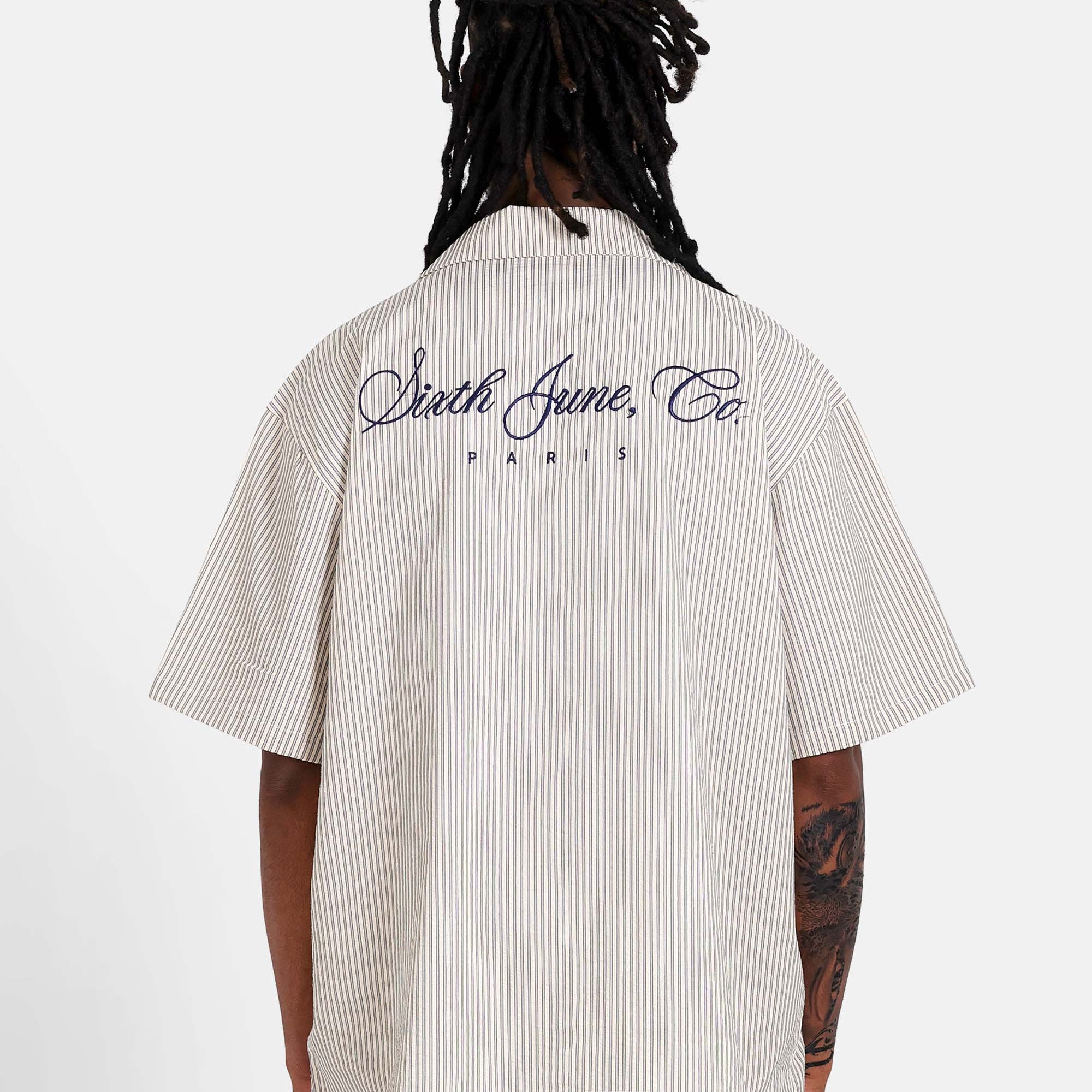 SIXTH JUNE - Textured Stripes SS shirt - Navy - Headz Up 