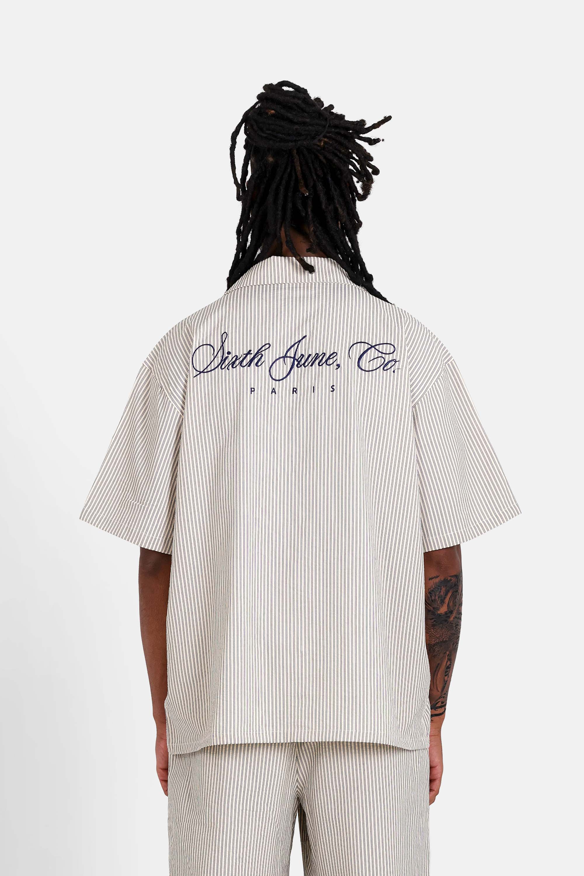 SIXTH JUNE - Textured Stripes SS shirt - Navy - Headz Up 